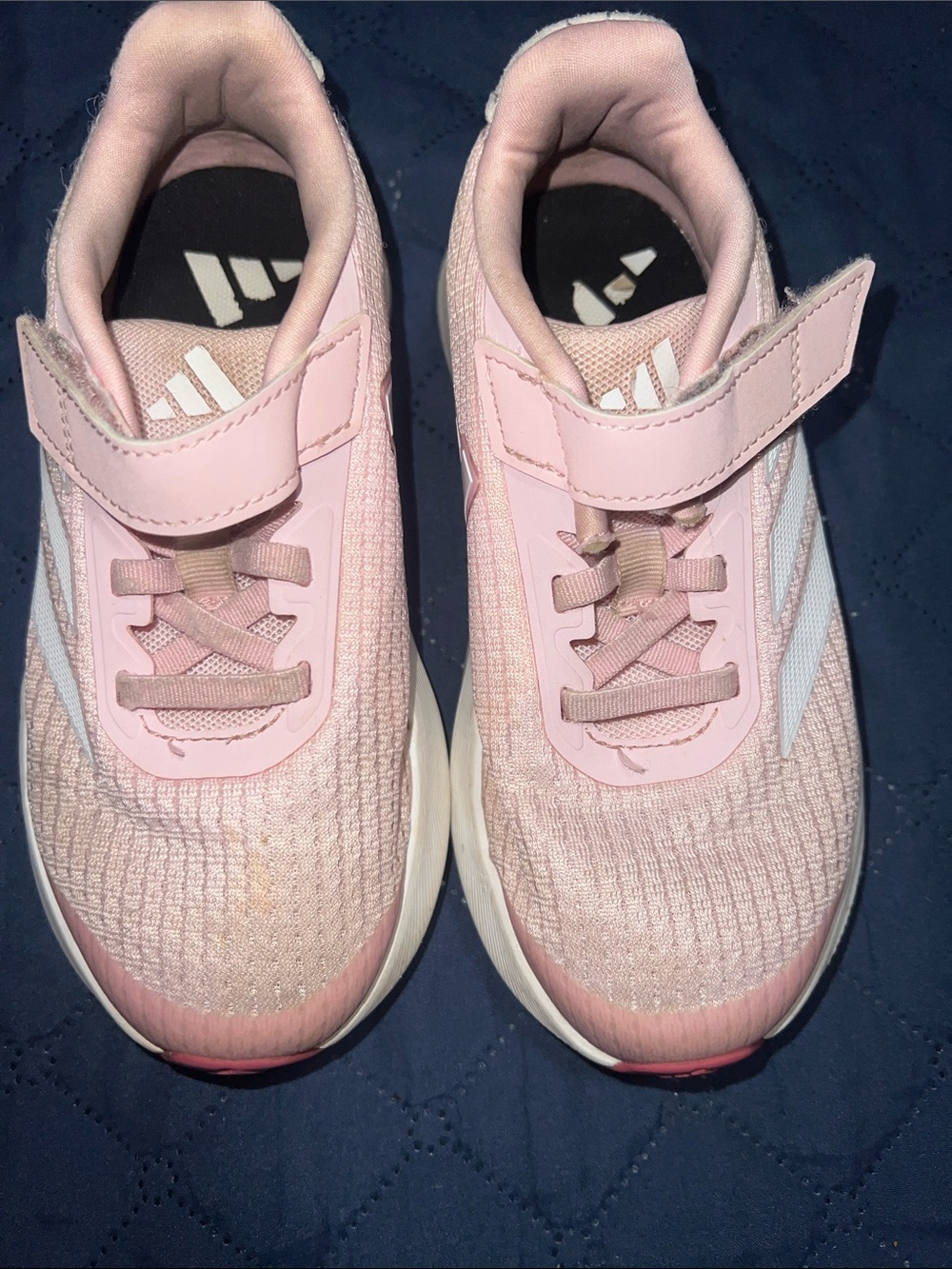 adidas Pink and White Kids' Velcro Athletic Sneakers